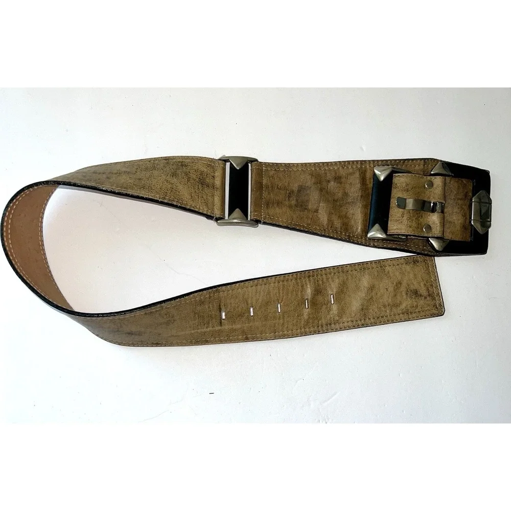 VTG Streets Ahead Leather Silver Black Brown Belt Small 30